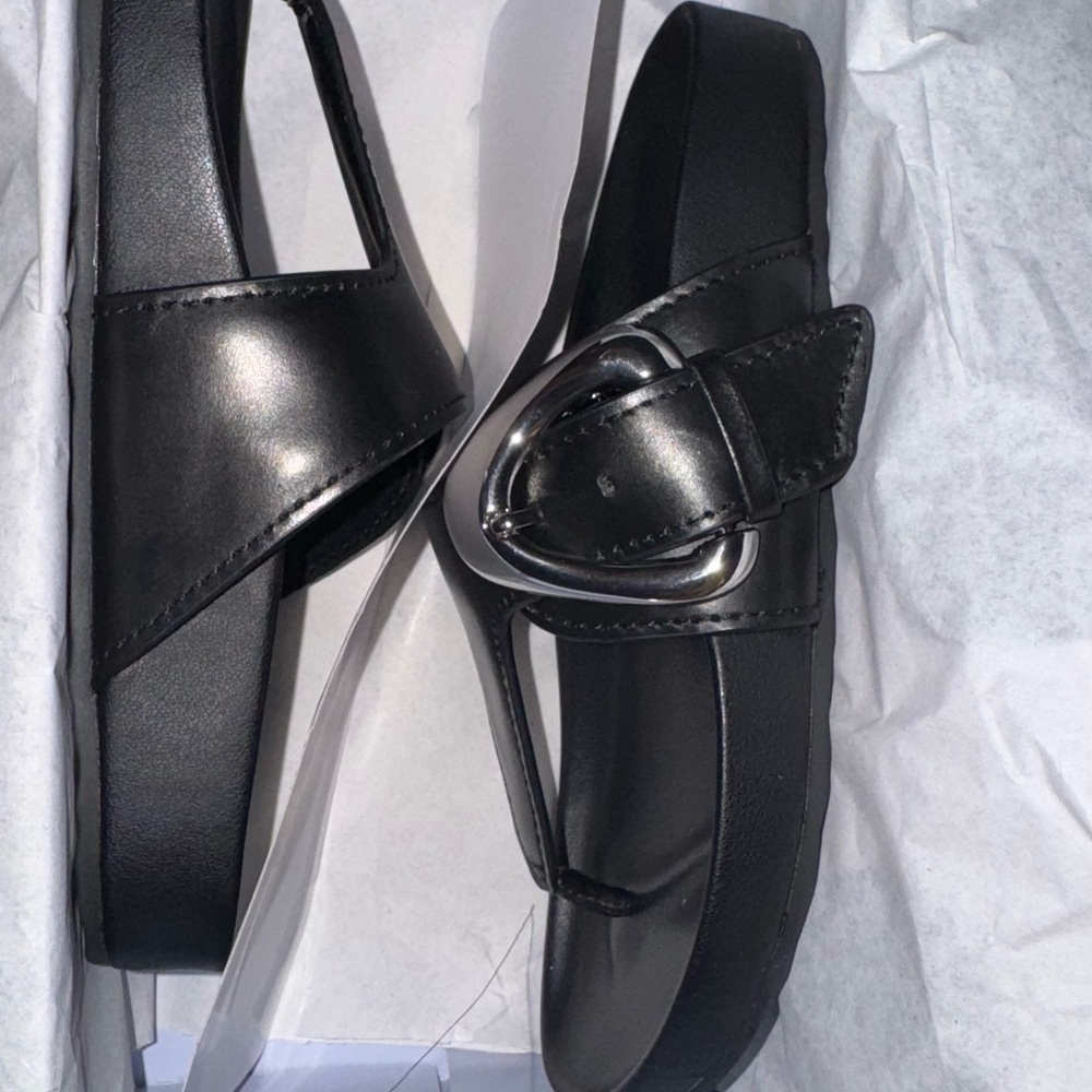 Aerosoles Black Sandals with Silver Buckle - Picture 10 of 11